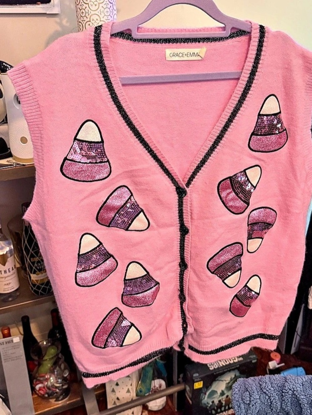 Grace + Emma Pink Geometric Cardigan Size 2XL/3XL